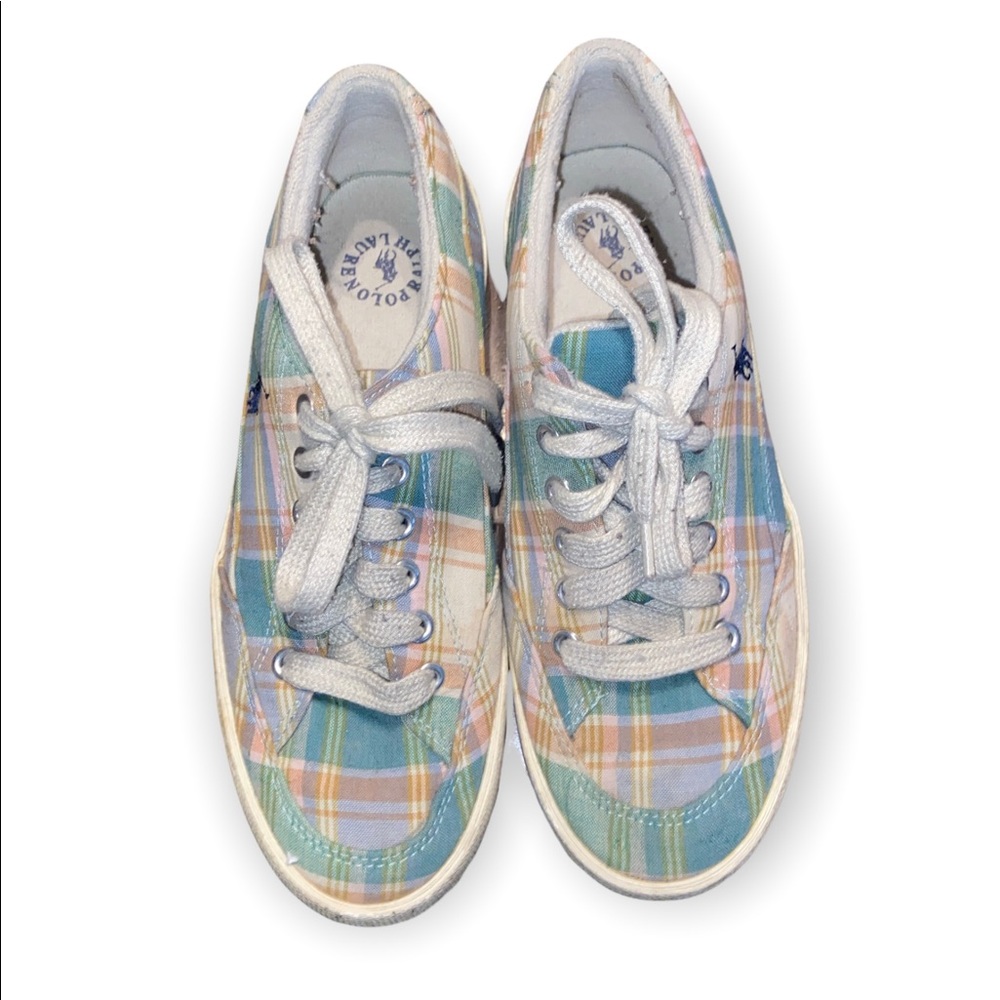 POLO Ralph Lauren Pastel Plaid Sneakers SZ 8